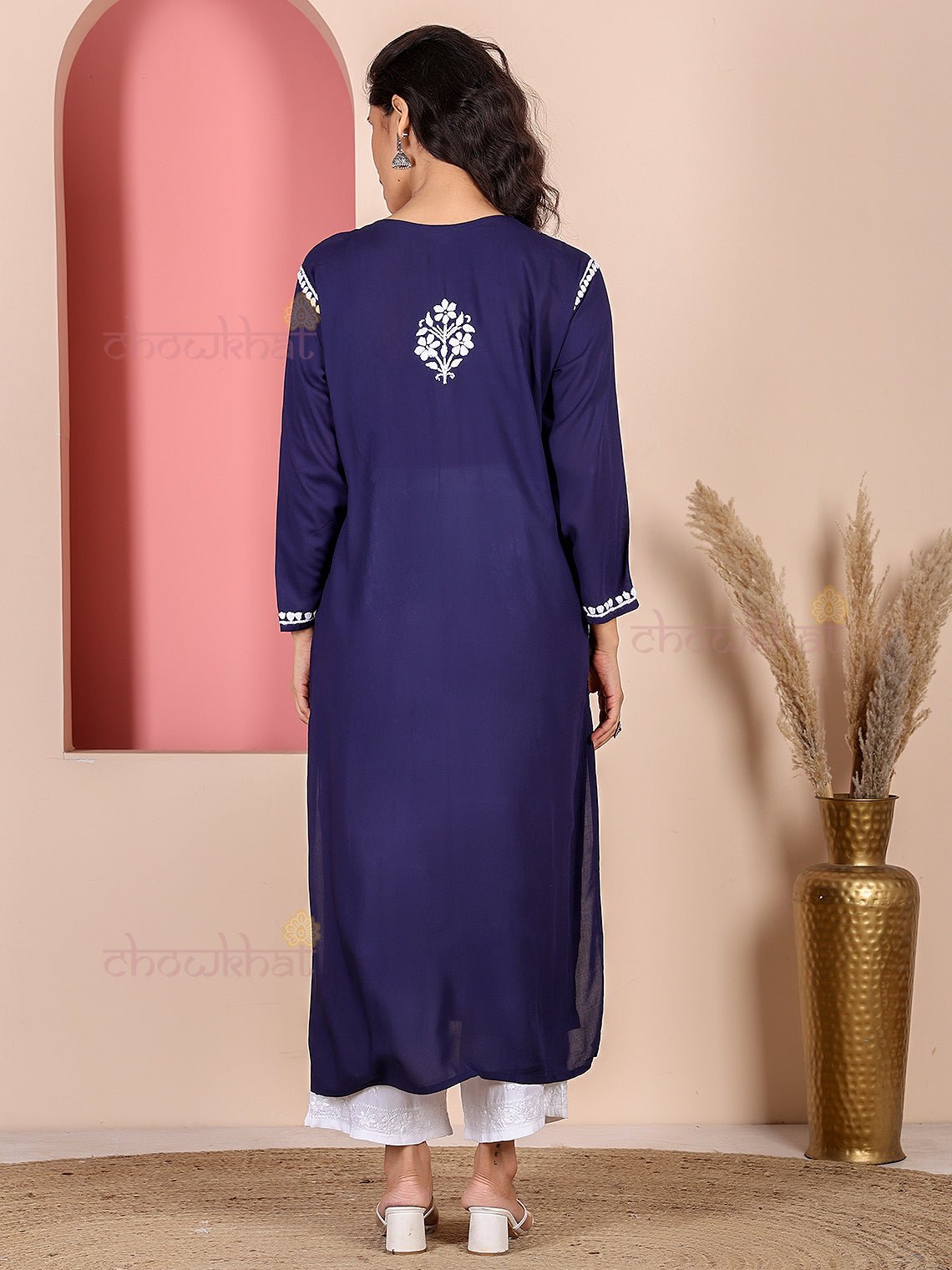 Saira Modal Chikankari Straight Kurti - Chowkhat Lifestyle