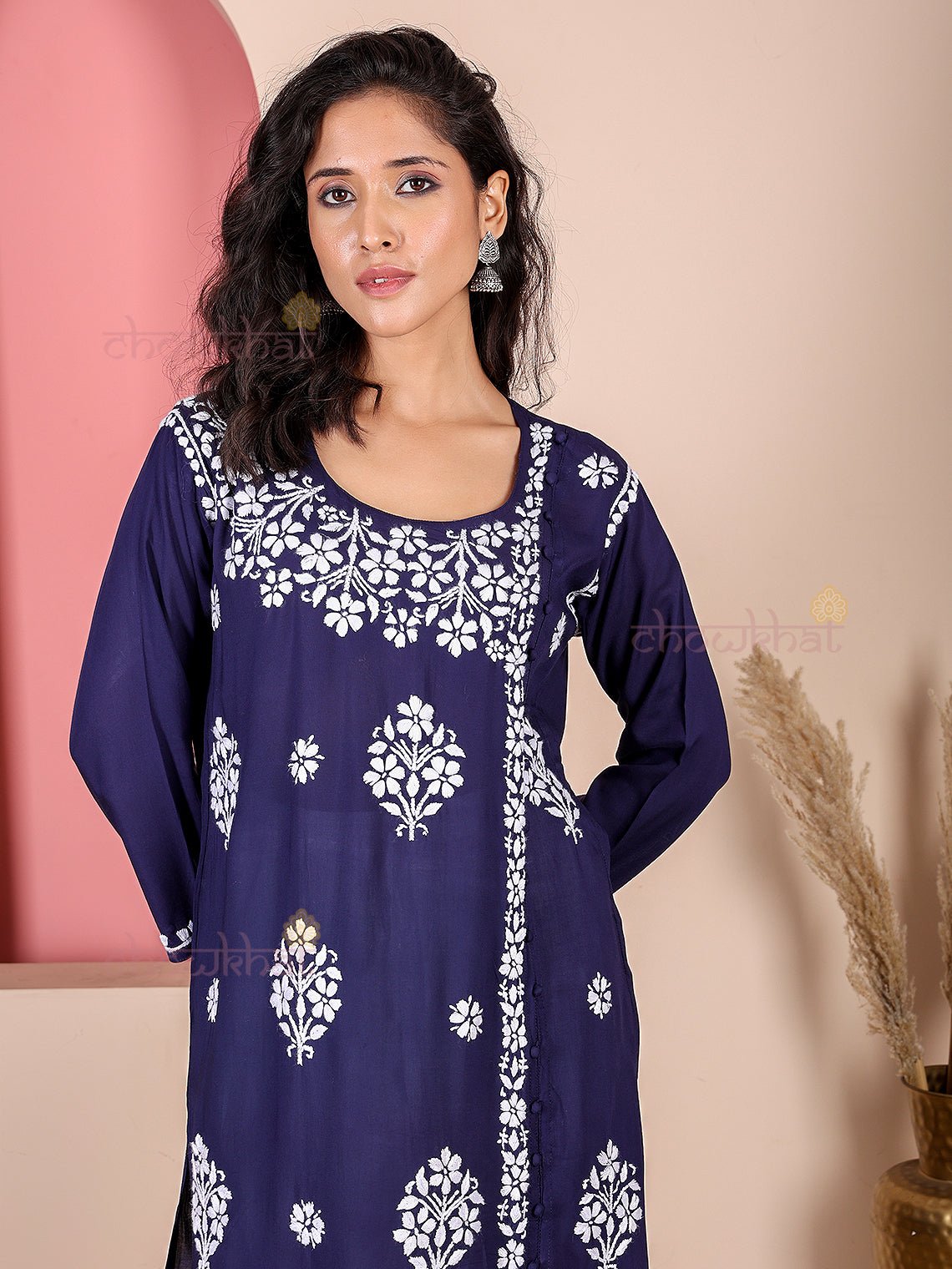 Saira Modal Chikankari Straight Kurti - Chowkhat Lifestyle