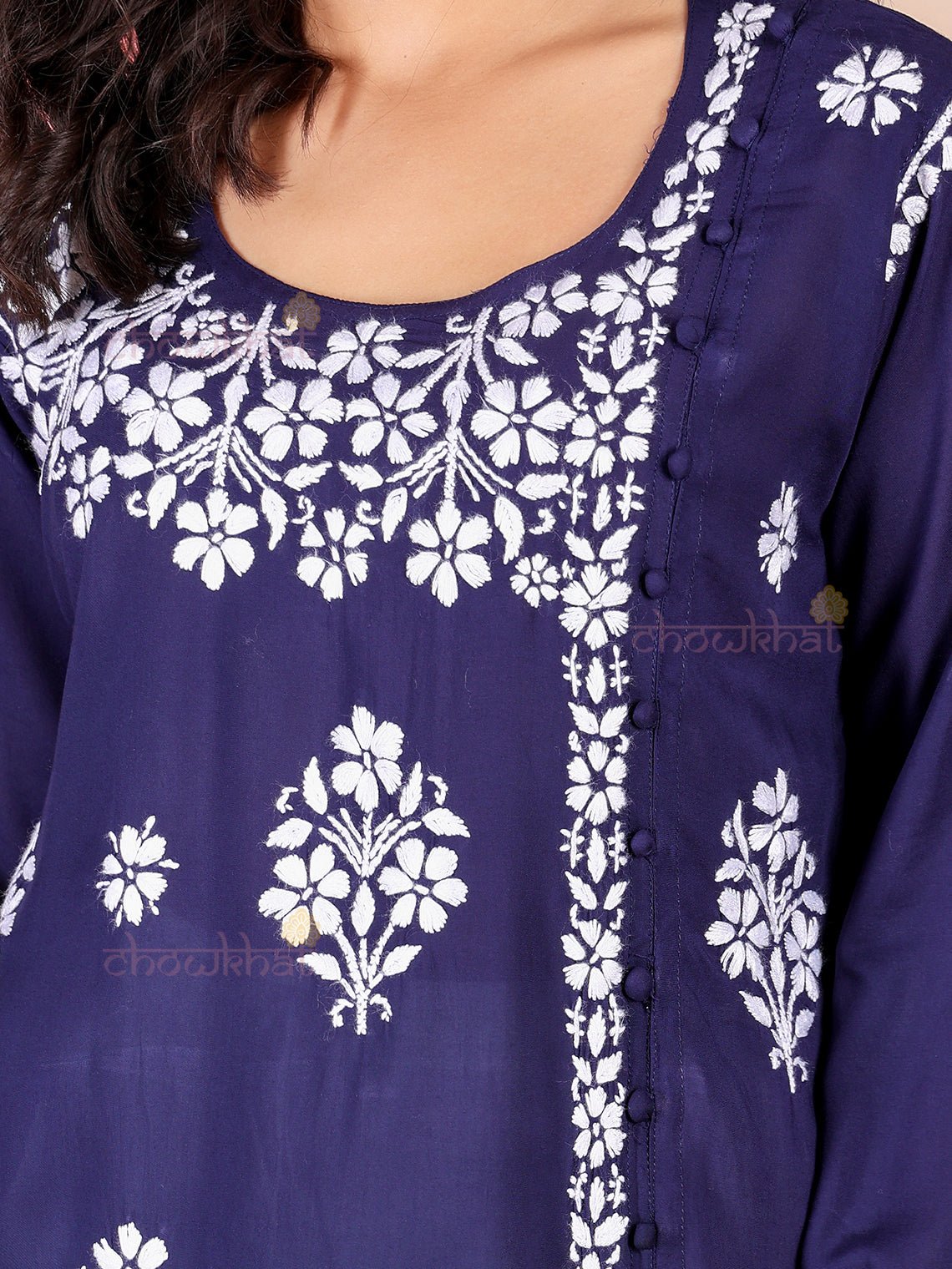 Saira Modal Chikankari Straight Kurti - Chowkhat Lifestyle