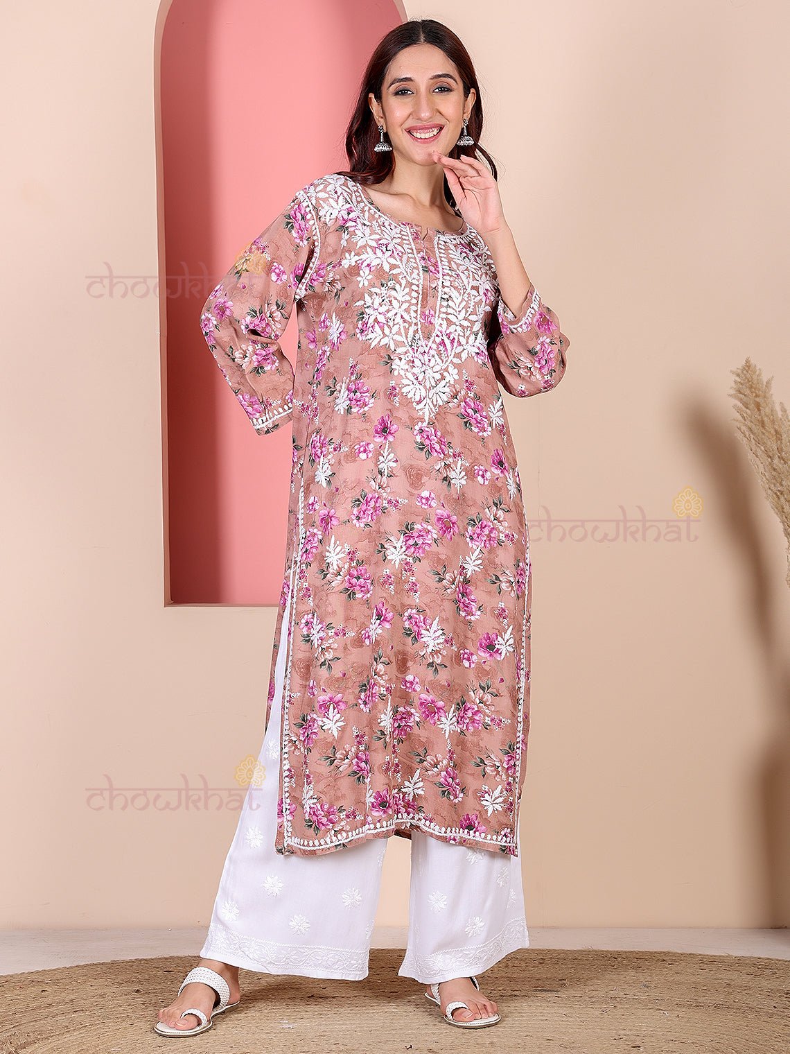 Fida Rayon Printed Chikankari Kurti - Chowkhat Lifestyle