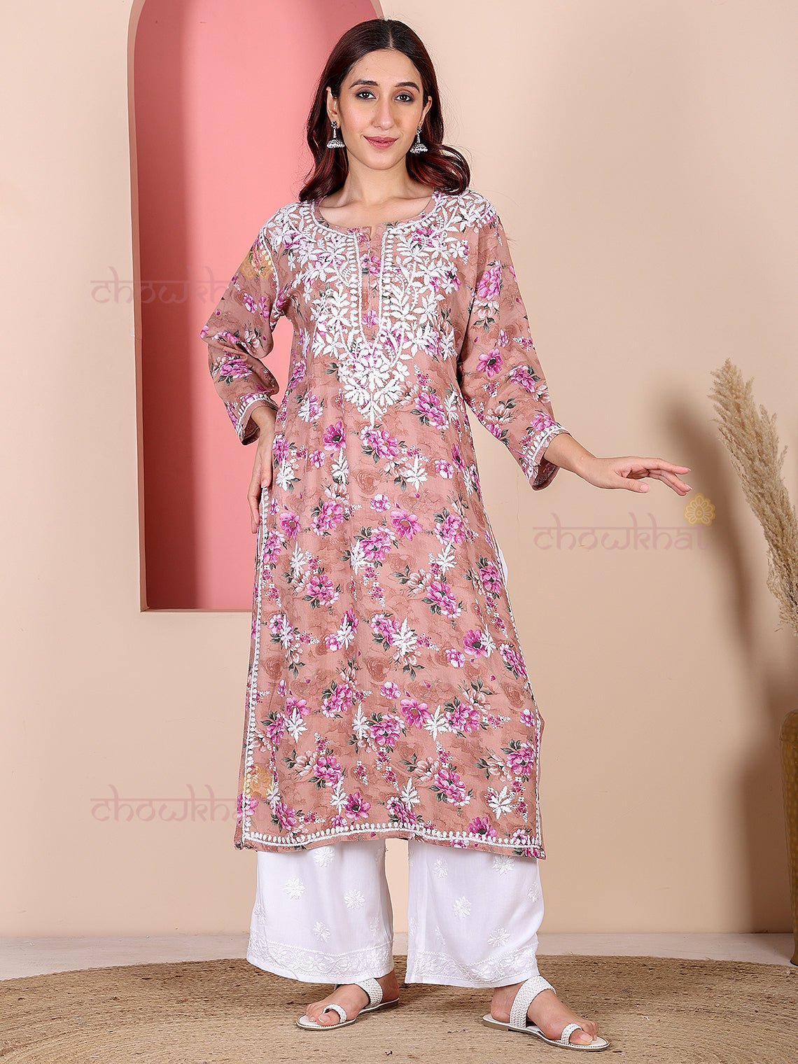 Fida Rayon Printed Chikankari Kurti - Chowkhat Lifestyle