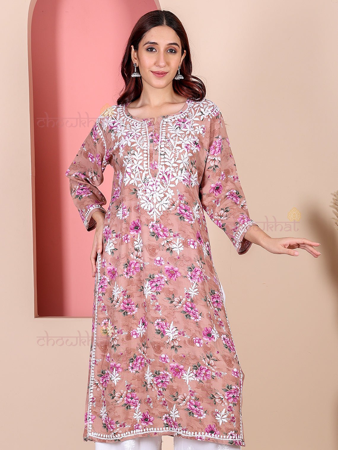 Fida Rayon Printed Chikankari Kurti - Chowkhat Lifestyle