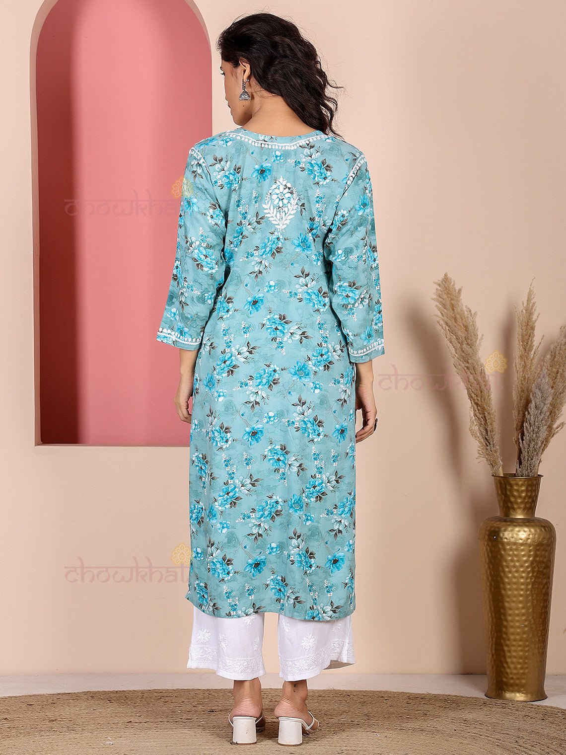 Fida Rayon Printed Chikankari Kurti - Chowkhat Lifestyle