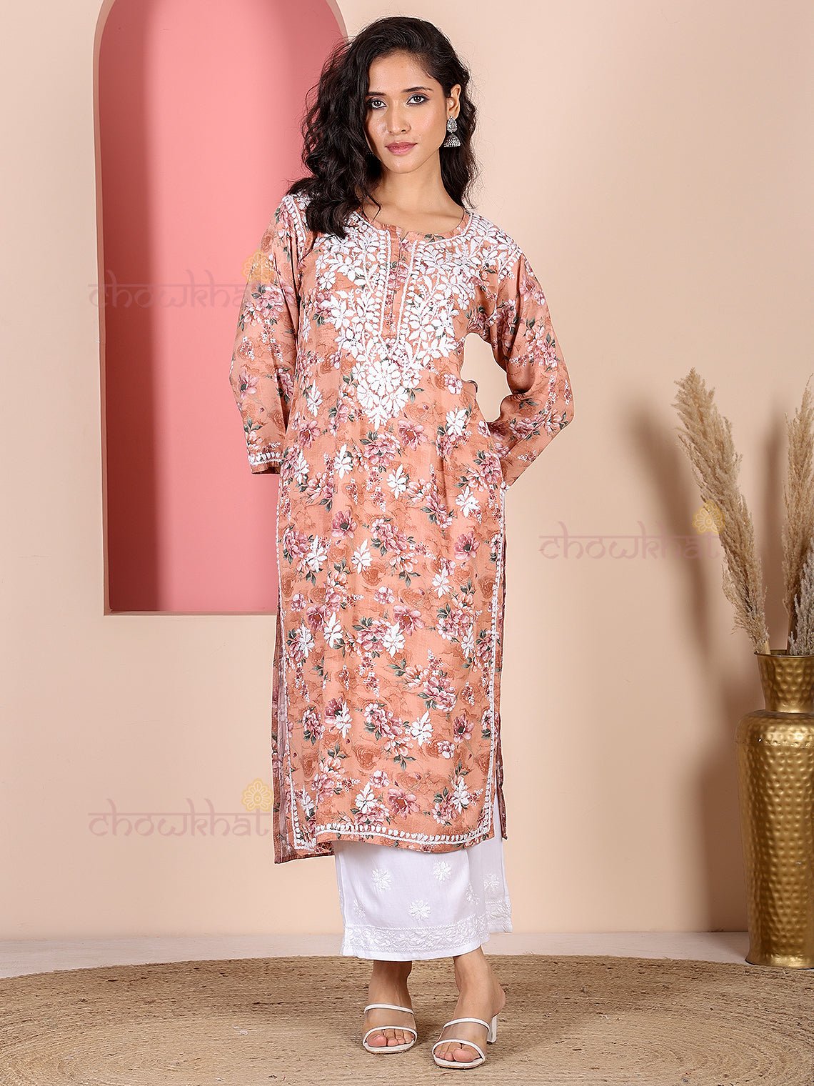 Fida Rayon Printed Chikankari Kurti - Chowkhat Lifestyle