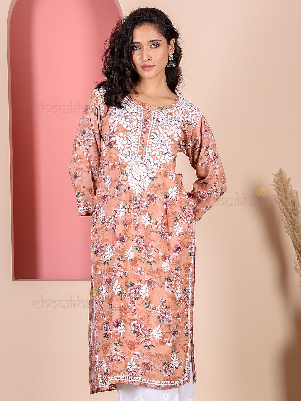 Fida Rayon Printed Chikankari Kurti - Chowkhat Lifestyle