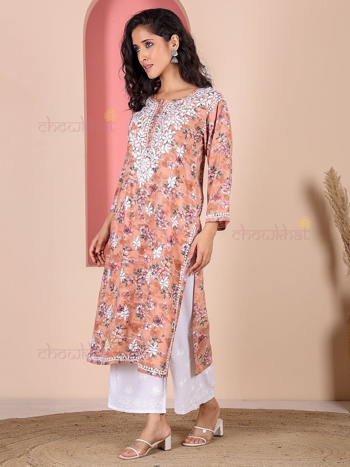 Fida Rayon Printed Chikankari Kurti - Chowkhat Lifestyle