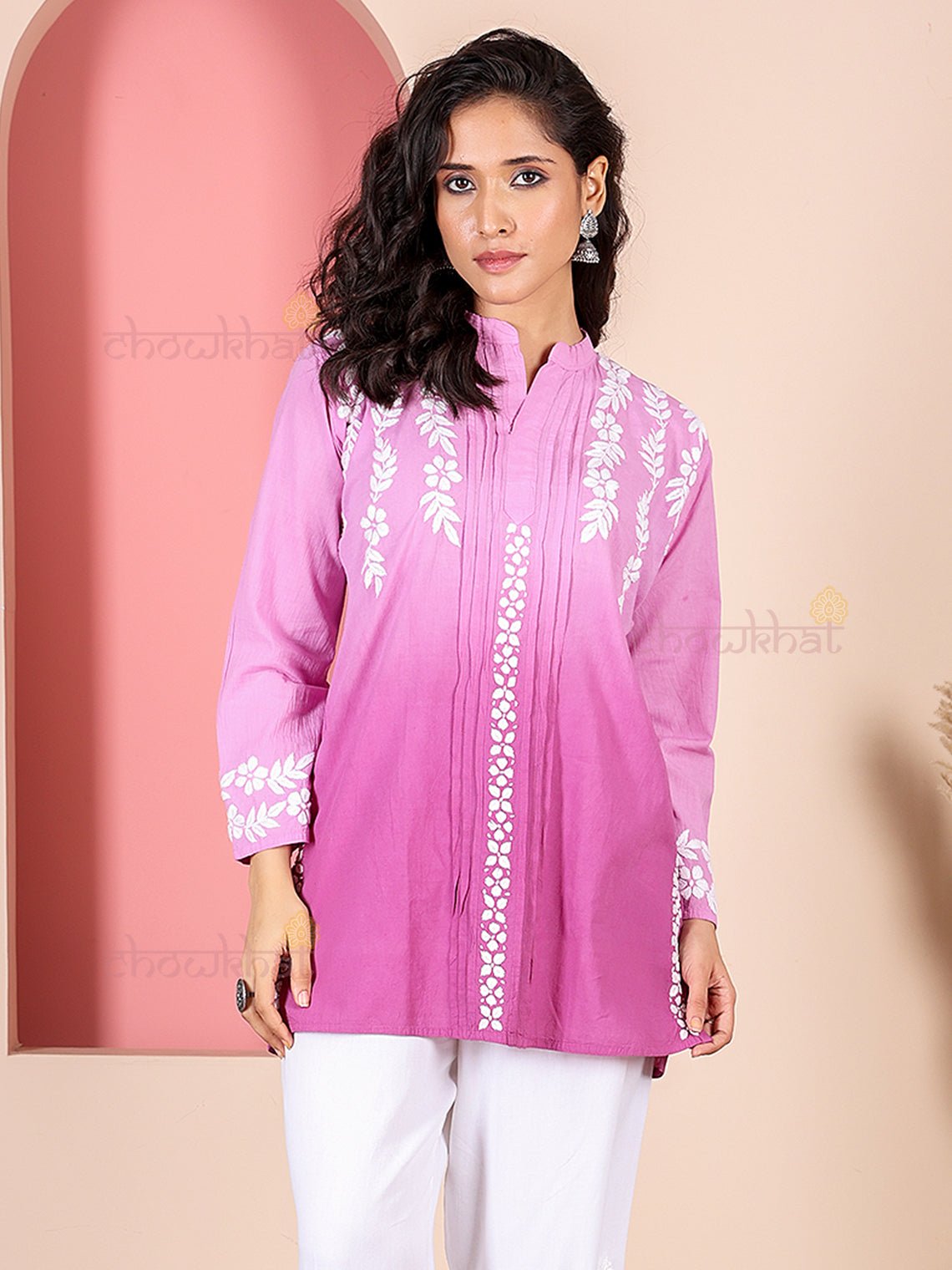 Vamika Chikankari Cotton Short Kurti - Chowkhat Lifestyle