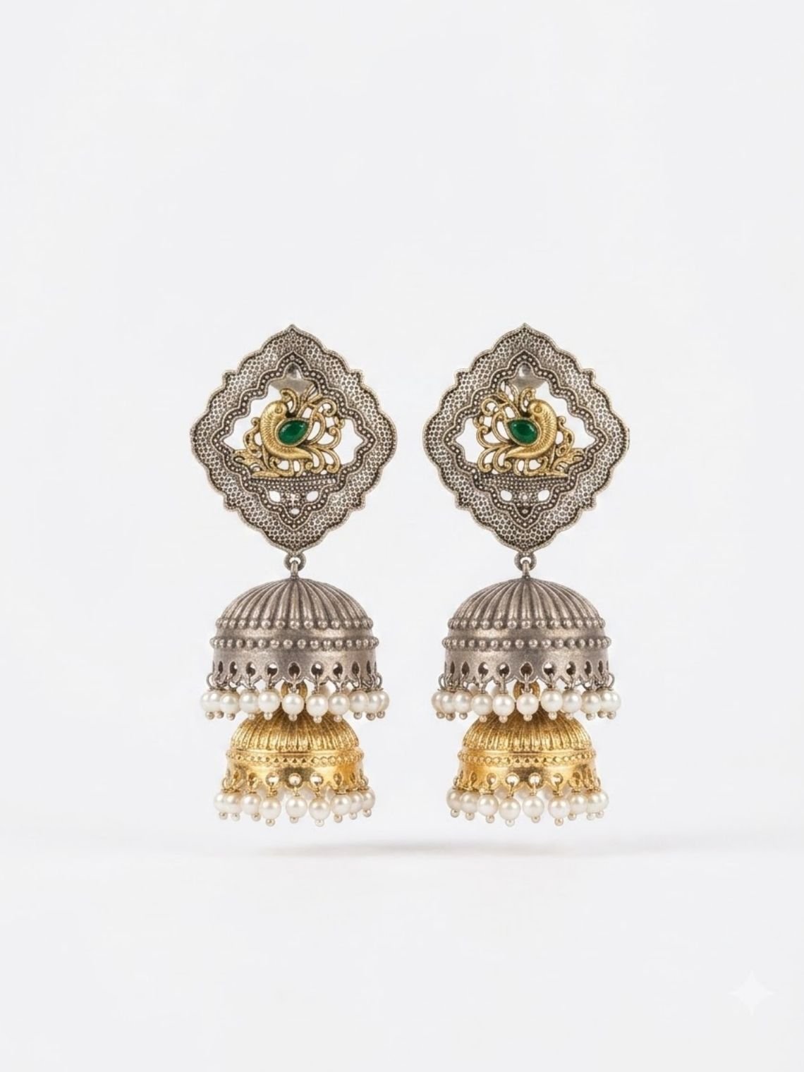 Drizzly German Silver Jumka Earrings - Chowkhat Lifestyle