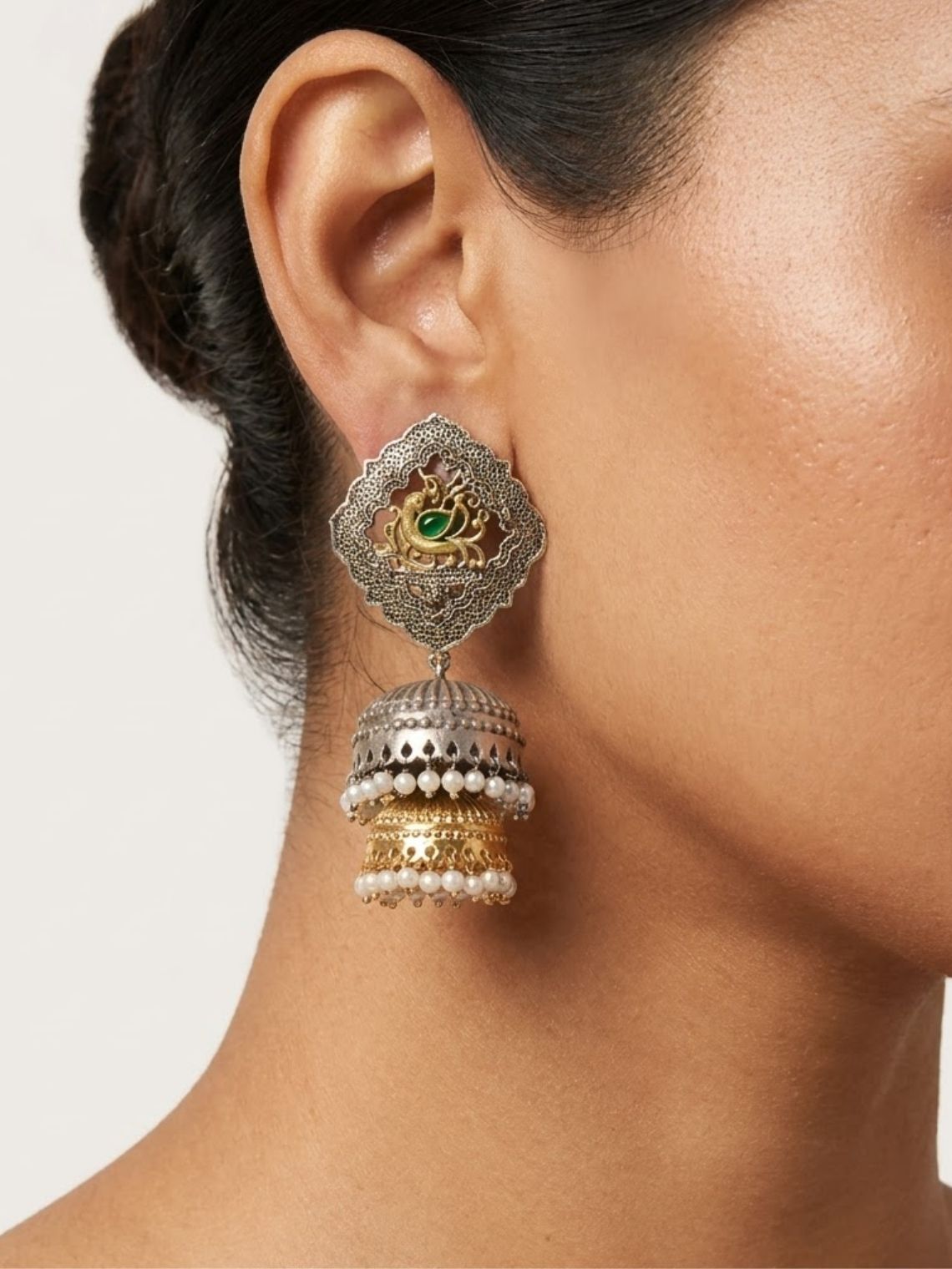 Drizzly German Silver Jumka Earrings - Chowkhat Lifestyle