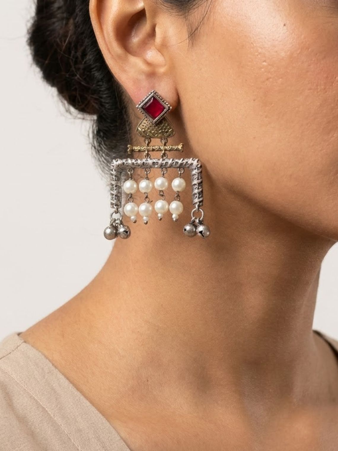 Pearl Drop German Sliver Earrings - Chowkhat Lifestyle
