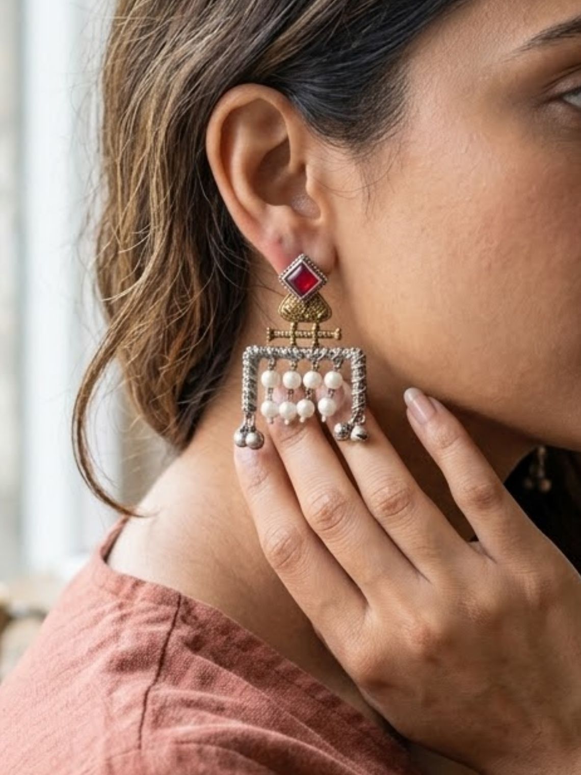 Pearl Drop German Sliver Earrings - Chowkhat Lifestyle