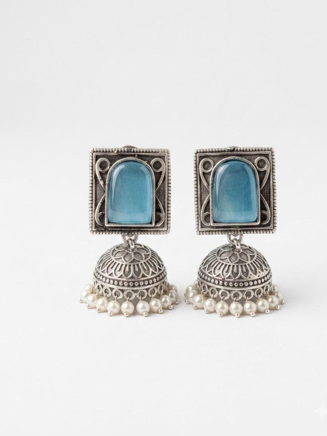 Ember Square German Silver Jhumki Earrings - Chowkhat Lifestyle