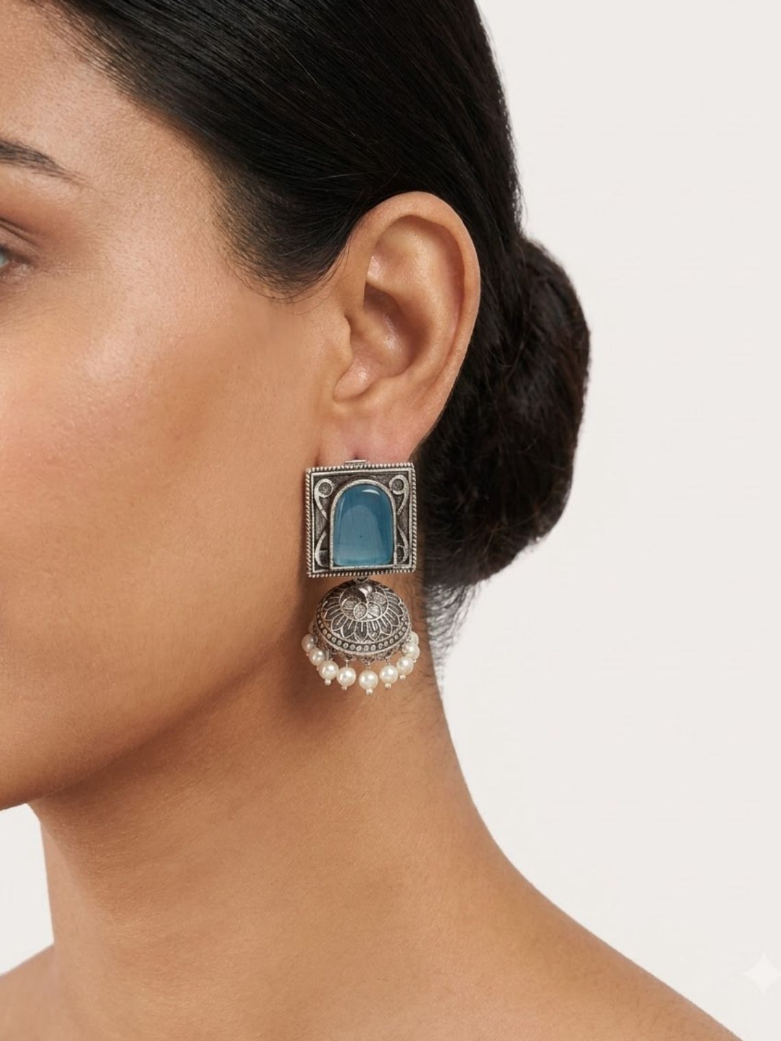 Ember Square German Silver Jhumki Earrings - Chowkhat Lifestyle