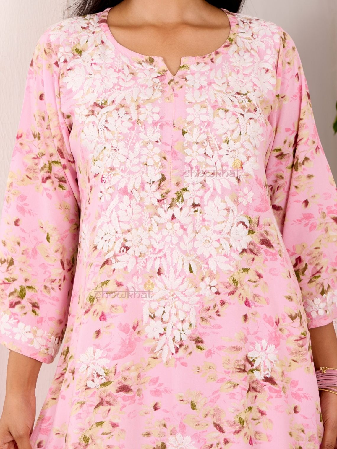 Ishani Rayon Printed Straight Chikankari Kurti - Chowkhat Lifestyle