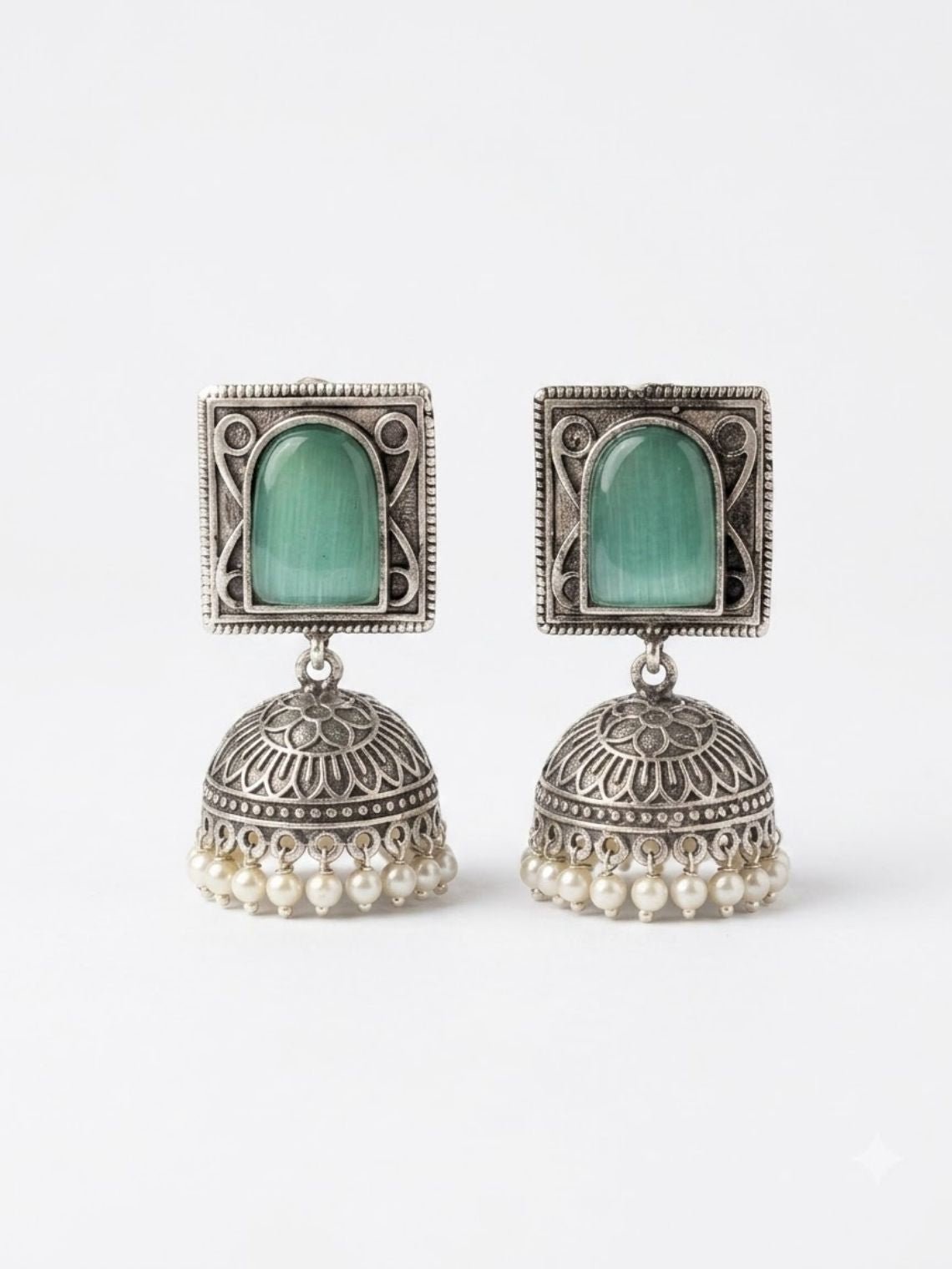Ember Square German Silver Jhumki Earrings - Chowkhat Lifestyle
