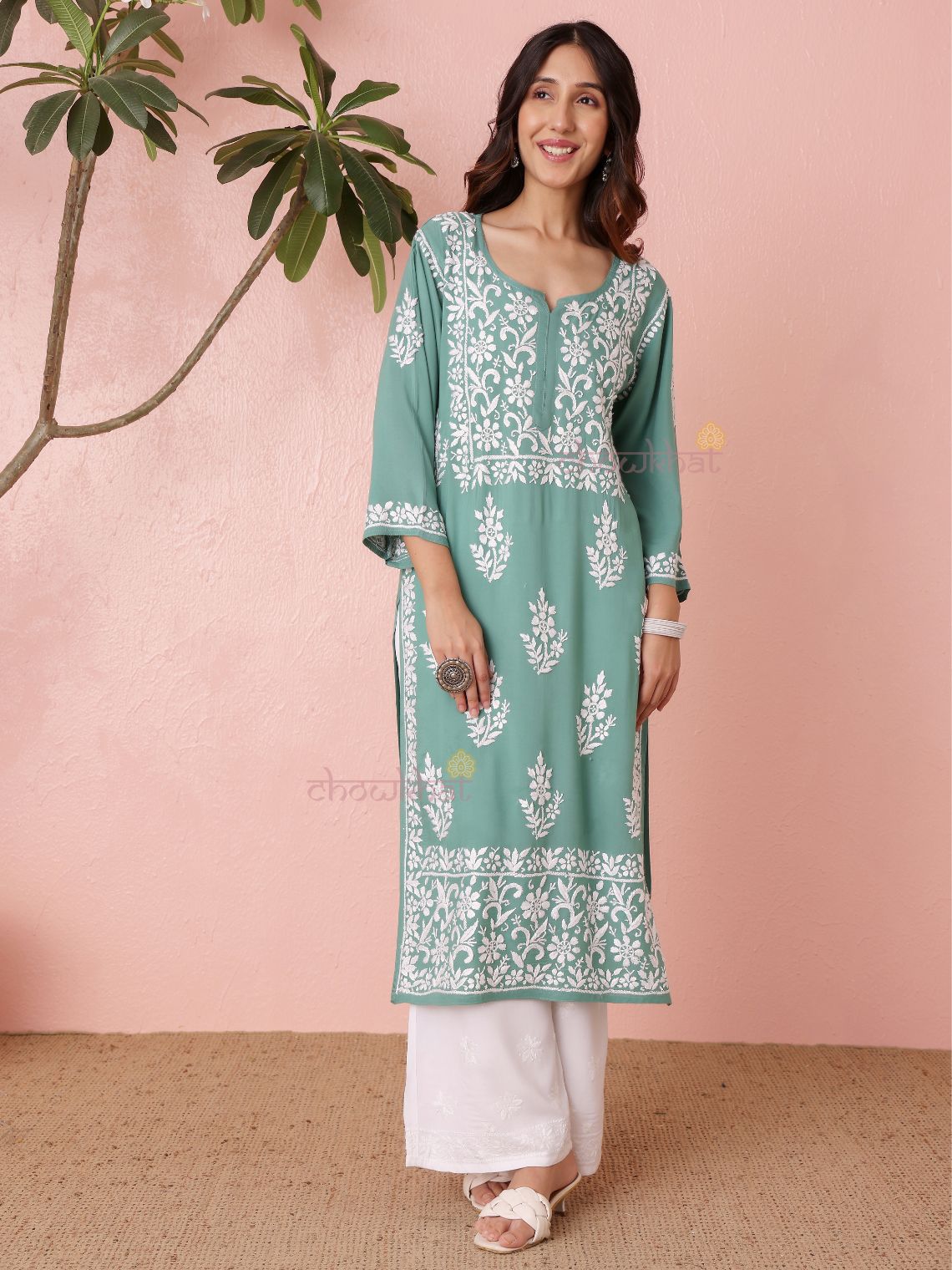 Hania Modal Straight Long Chikankari Kurti