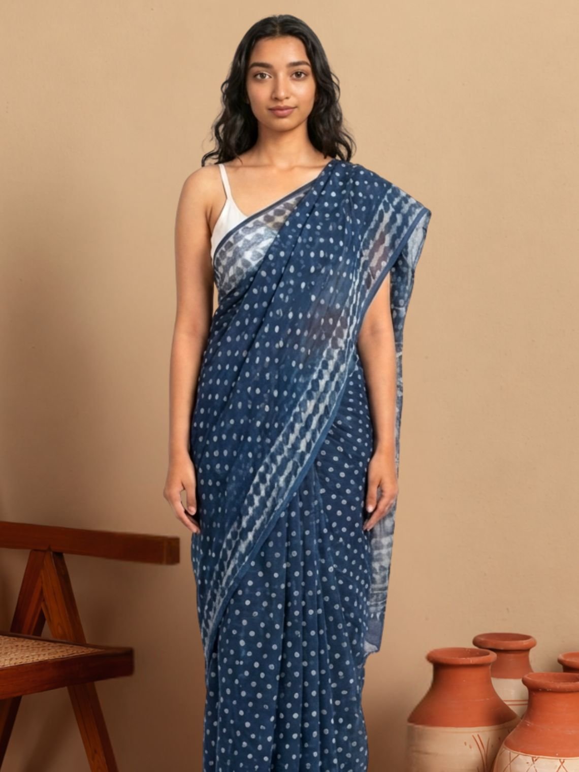 Leher Pre - Draped Hand Block Kota Doria Saree - Chowkhat Lifestyle