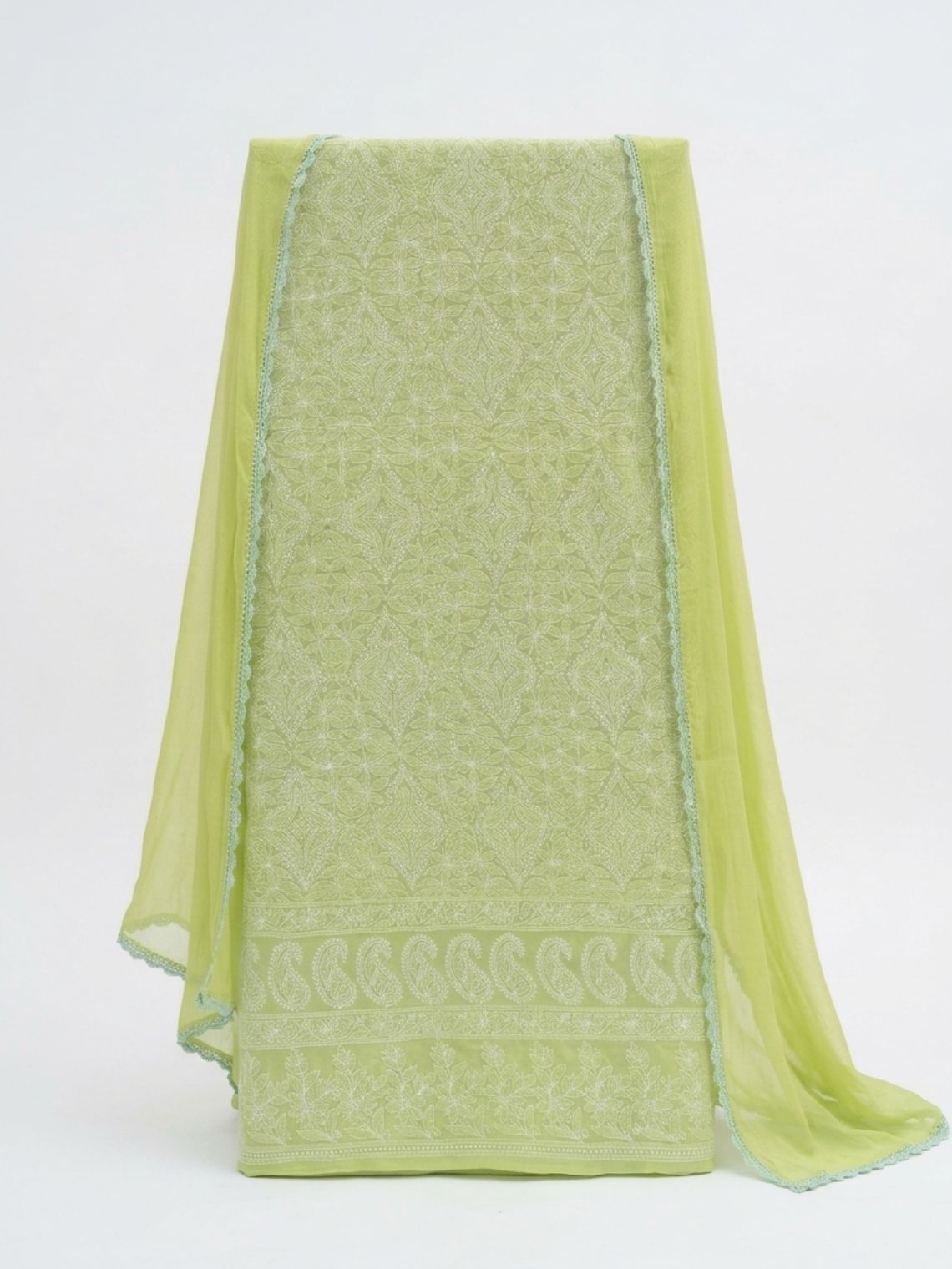 Srisha Voil Cotton Bakhiya Chikankari Unstitched Suit Set - Chowkhat Lifestyle
