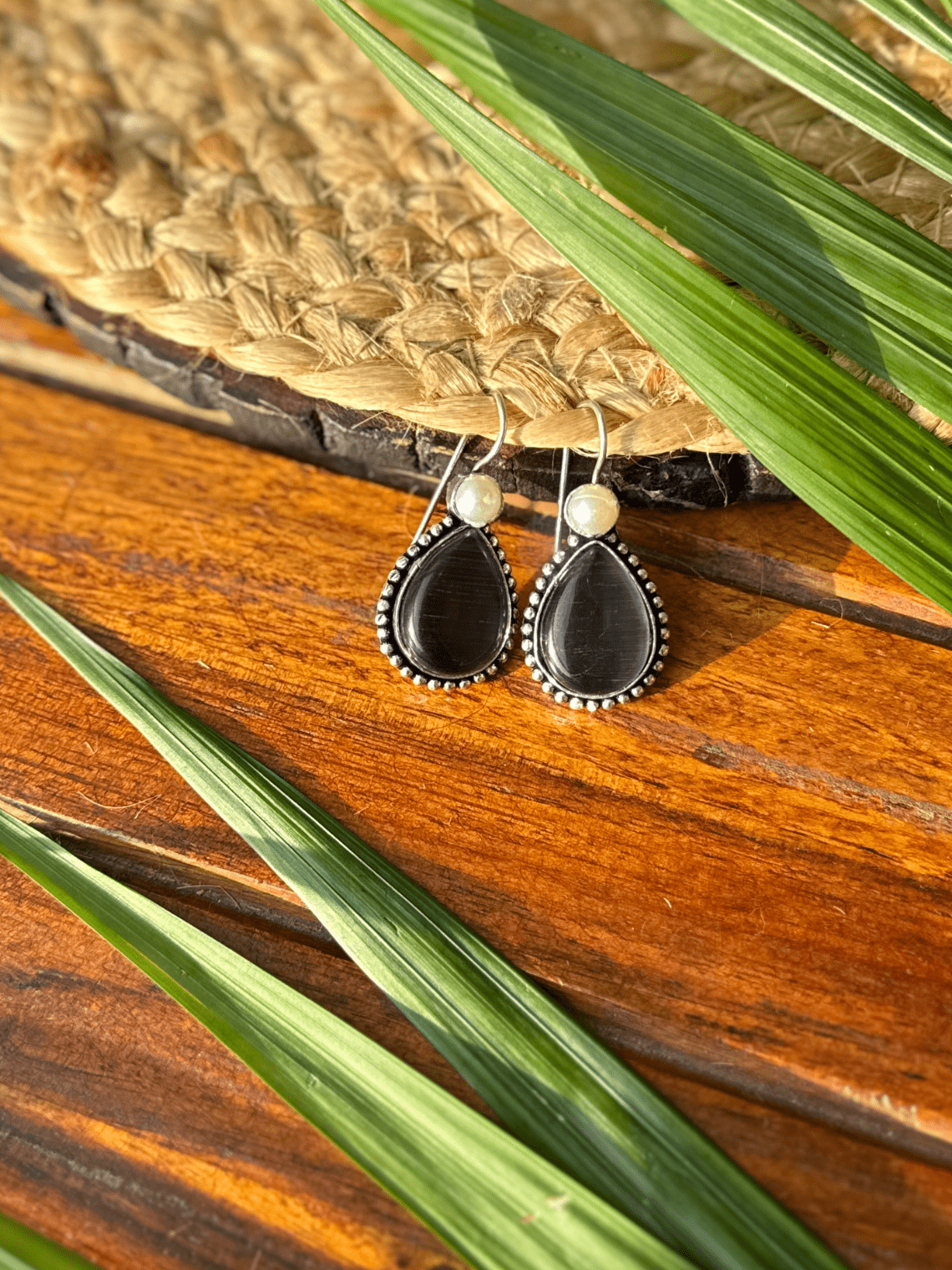 German Silver Pearl hanging Earrings - Chowkhat Lifestyle