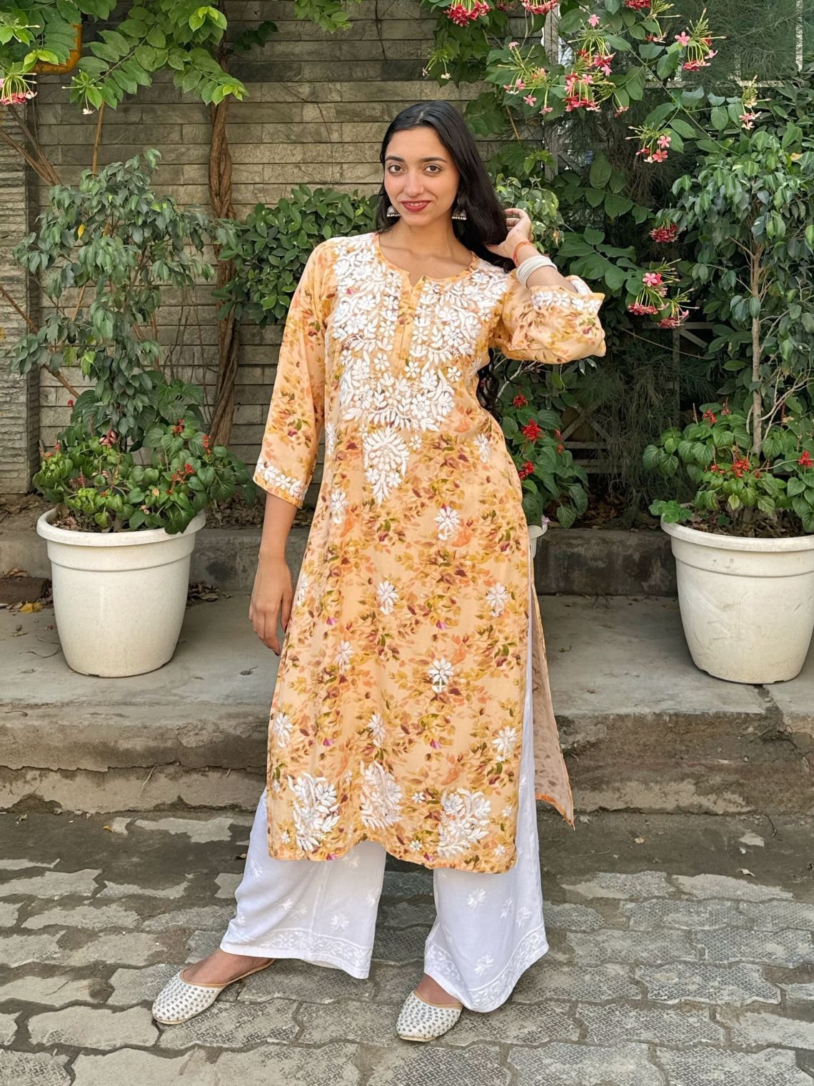 Ishani Rayon Printed Straight Chikankari Kurti - Chowkhat Lifestyle