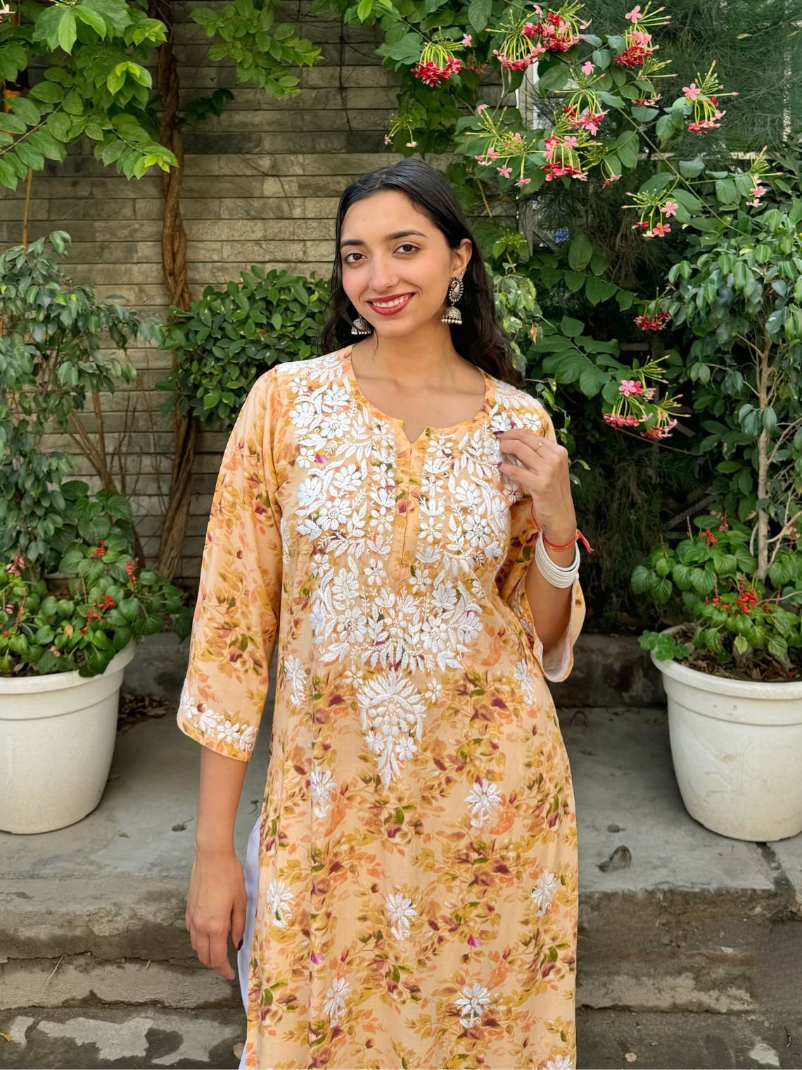 Ishani Rayon Printed Straight Chikankari Kurti - Chowkhat Lifestyle