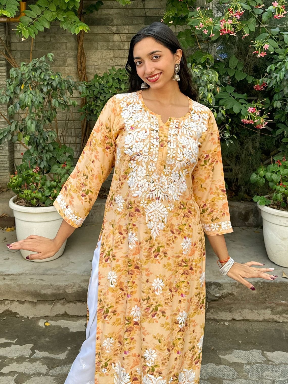 Ishani Rayon Printed Straight Chikankari Kurti - Chowkhat Lifestyle