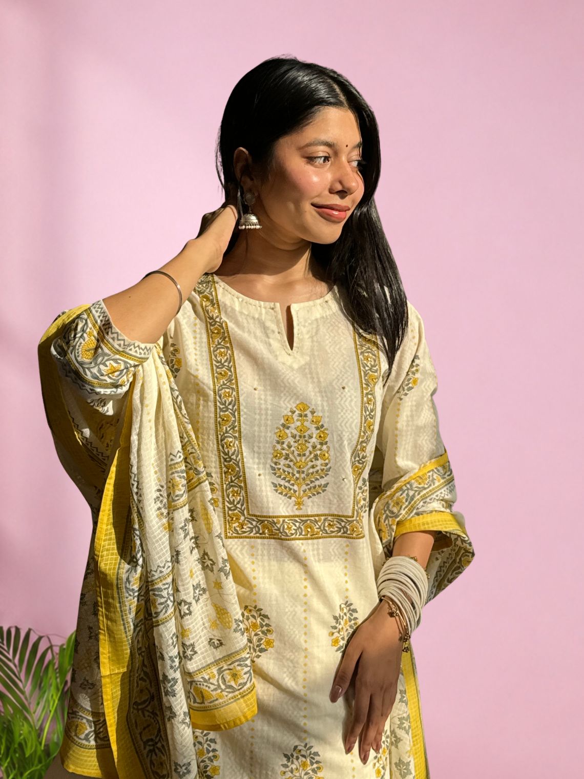 Chaap Hand Block 3 Piece Straight Stitched Suit Set with Handwork - Chowkhat Lifestyle