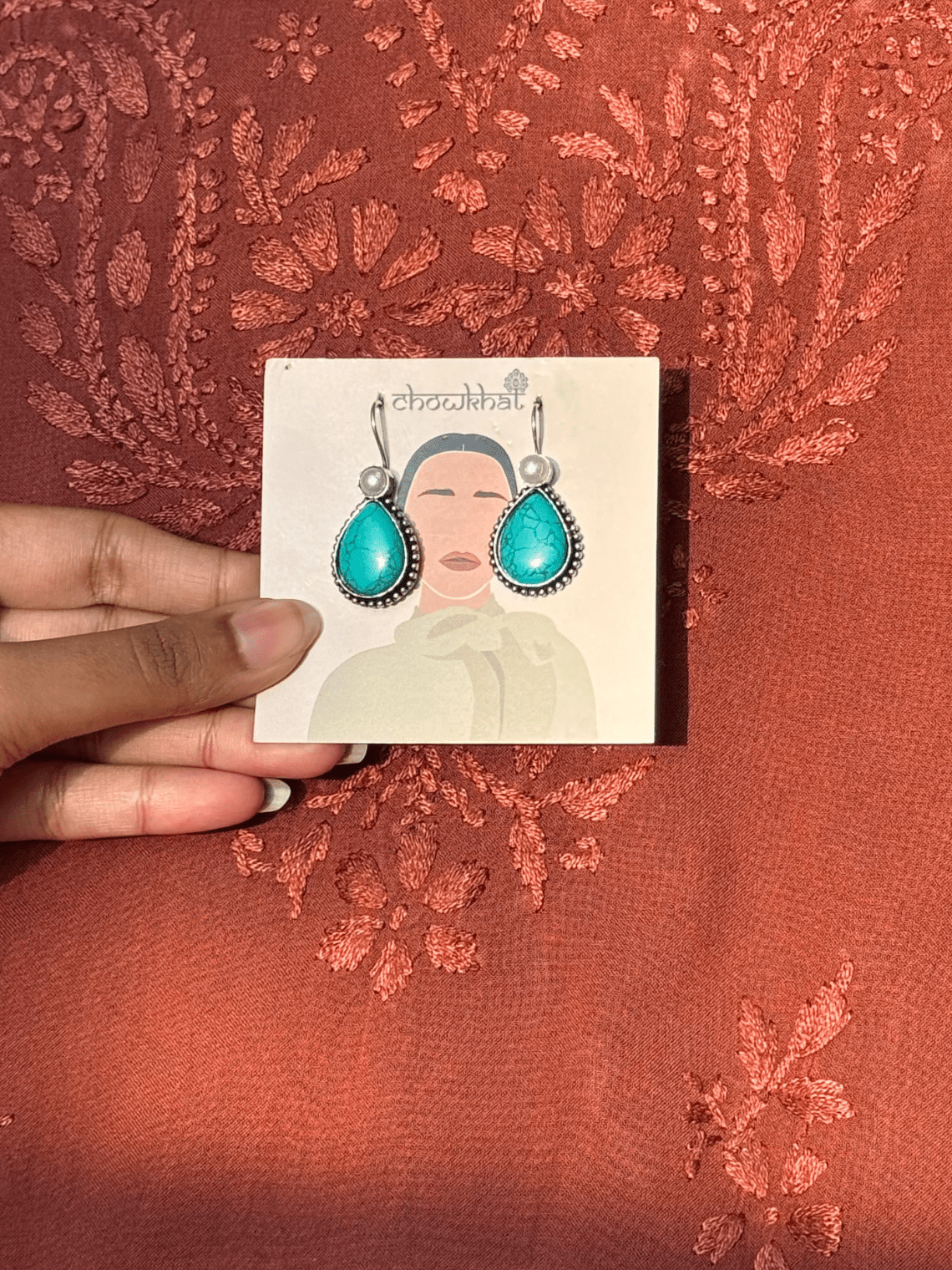 German Silver Pearl hanging Earrings - Chowkhat Lifestyle