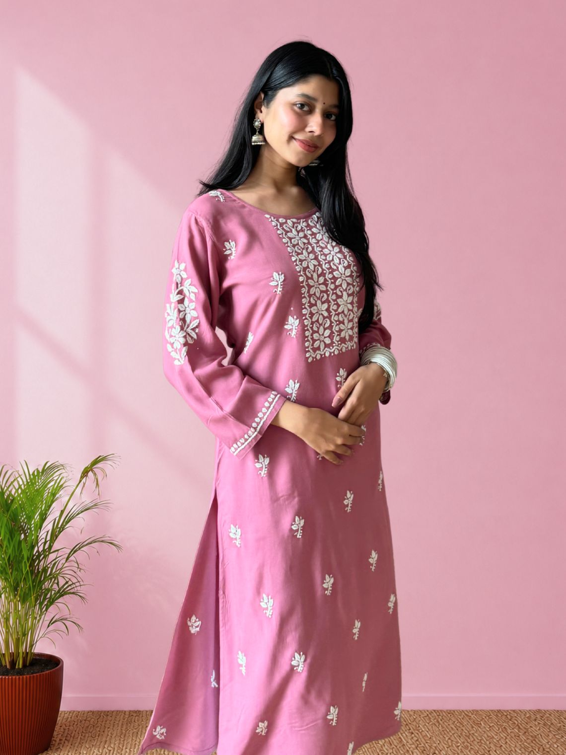 Hoor Premium Rayon A-line Chikankari Kurti - Chowkhat Lifestyle