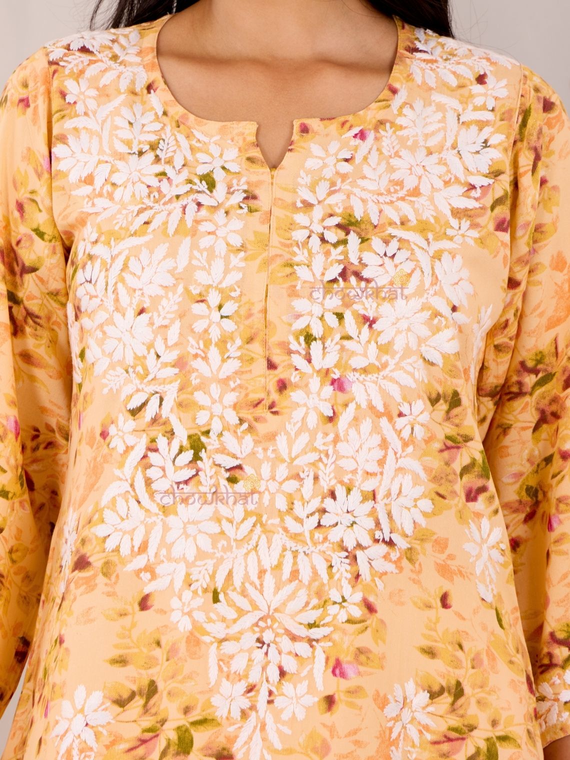 Ishani Rayon Printed Straight Chikankari Kurti