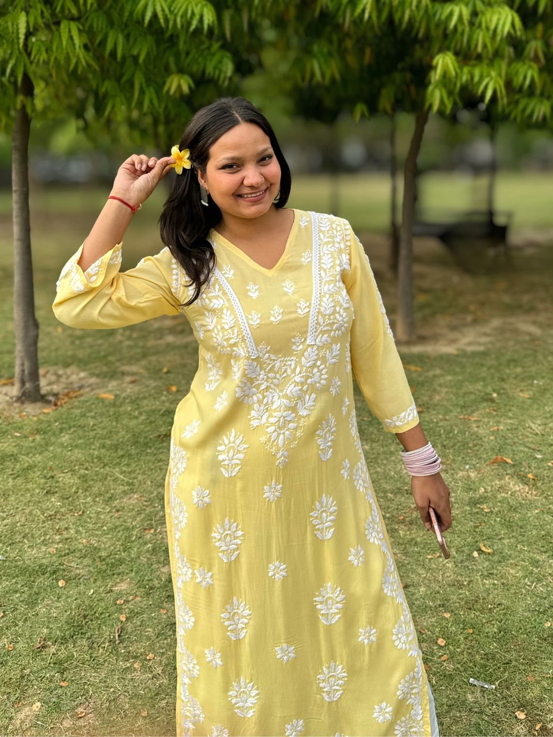 Navya Rayon Straight Chikankari Kurti with Lace - Chowkhat Lifestyle