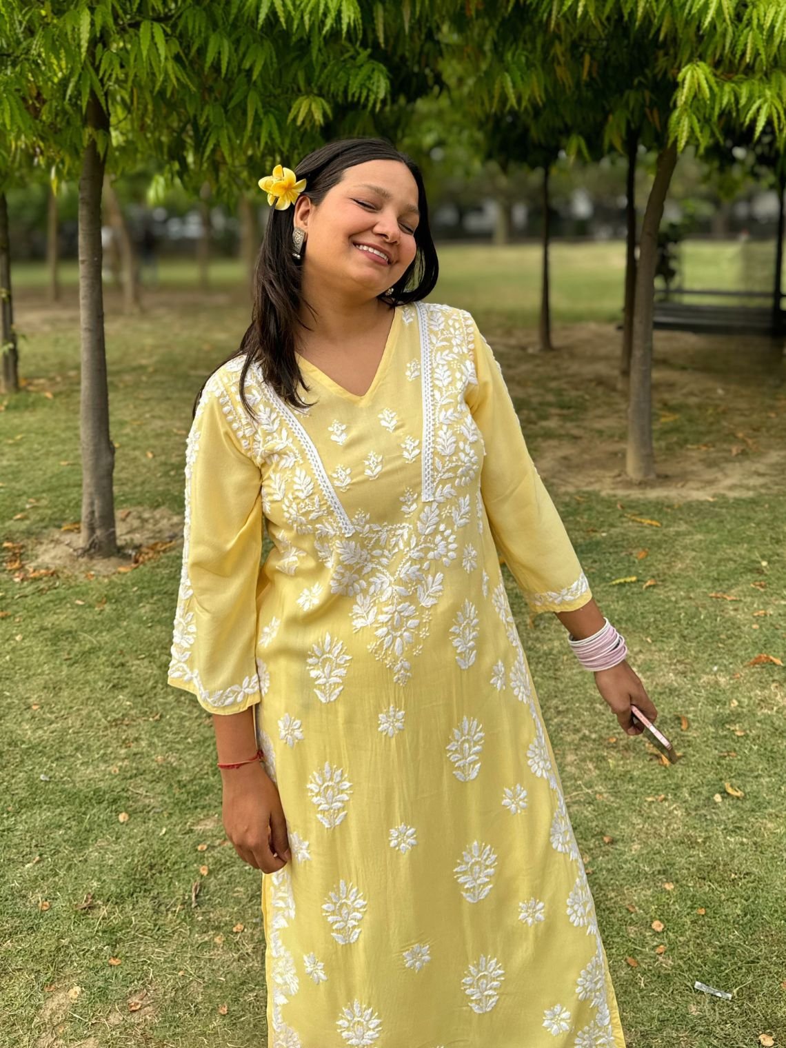 Navya Rayon Straight Chikankari Kurti with Lace - Chowkhat Lifestyle