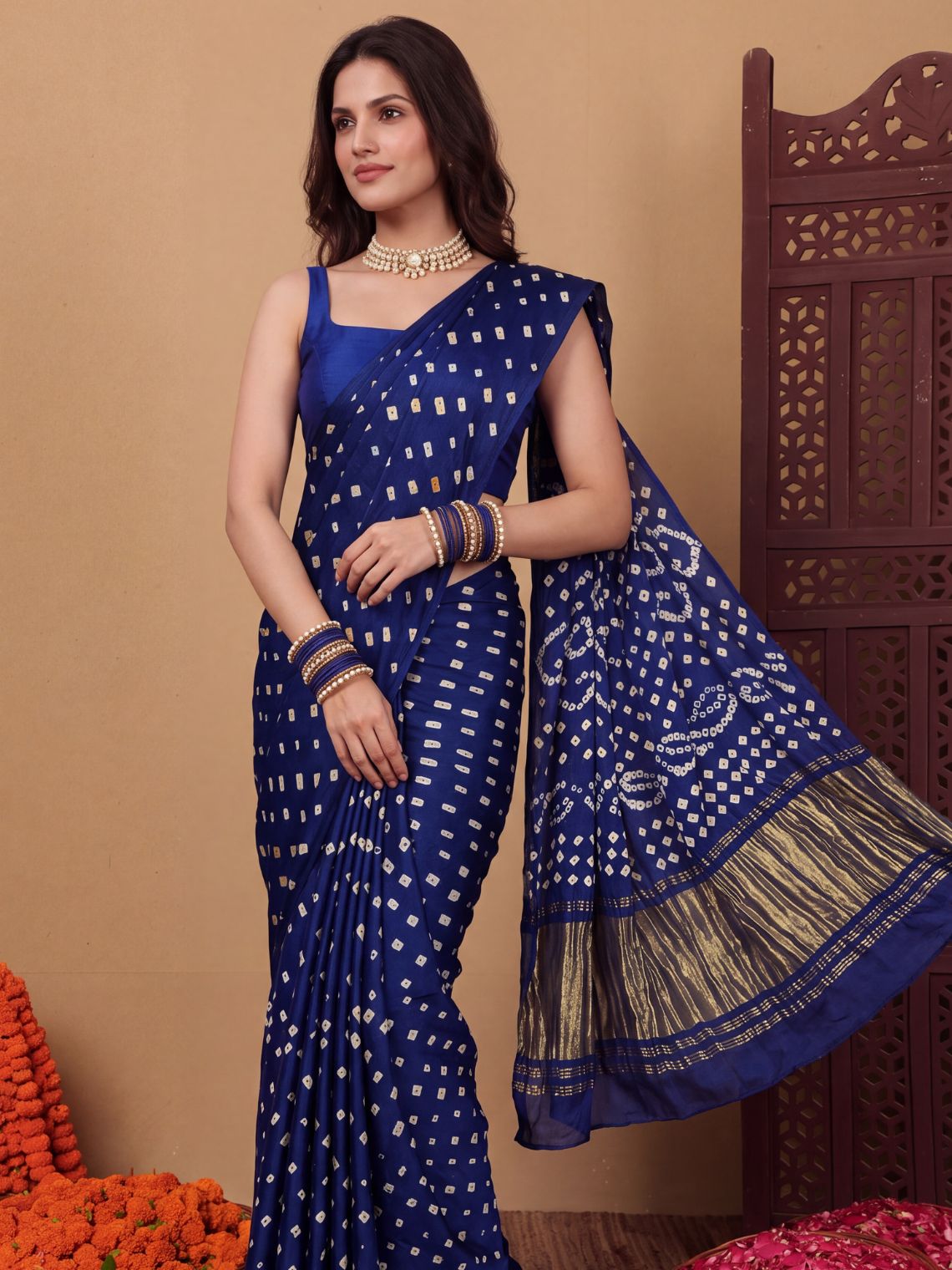 Ragini Modal Satin Bandhani Saree - Chowkhat Lifestyle