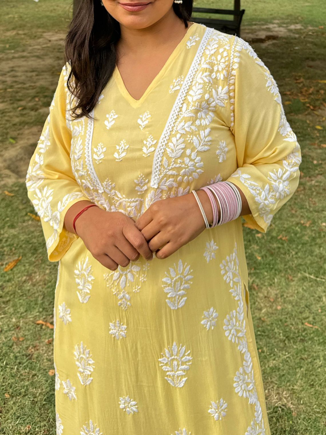Navya Rayon Straight Chikankari Kurti with Lace - Chowkhat Lifestyle