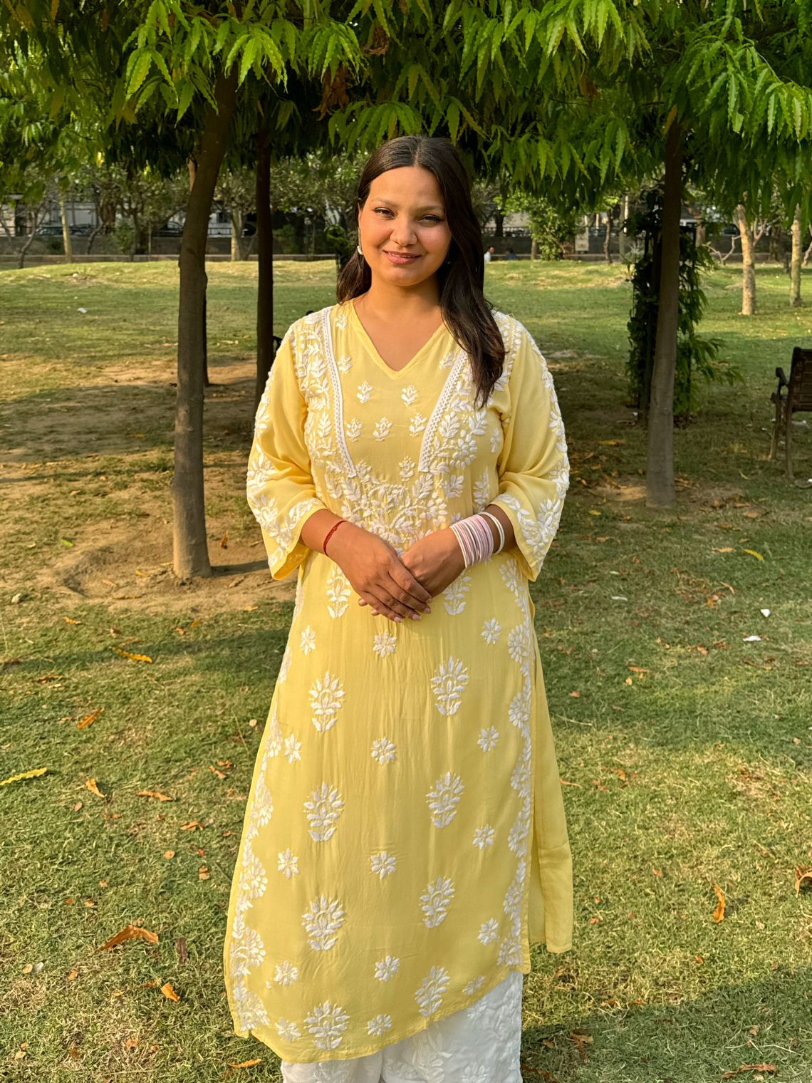 Navya Rayon Straight Chikankari Kurti with Lace - Chowkhat Lifestyle