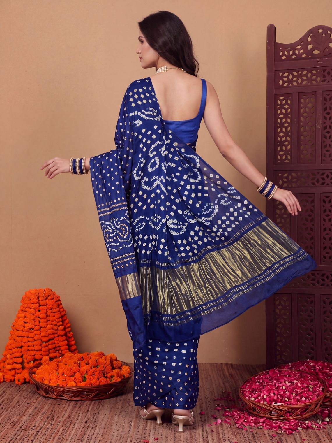 Ragini Modal Satin Bandhani Saree - Chowkhat Lifestyle