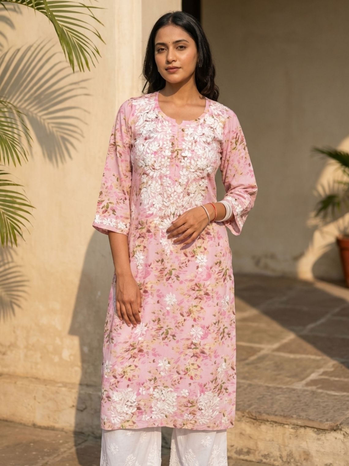 Ishani Rayon Printed Straight Chikankari Kurti - Chowkhat Lifestyle