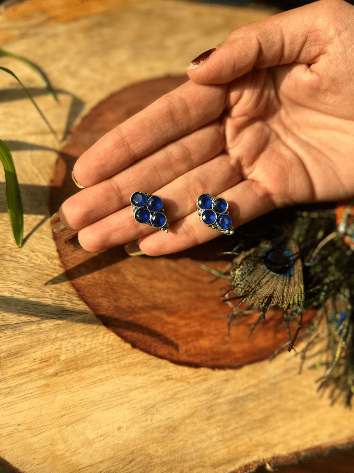 German Silver Polki Stud Earrings - Chowkhat Lifestyle