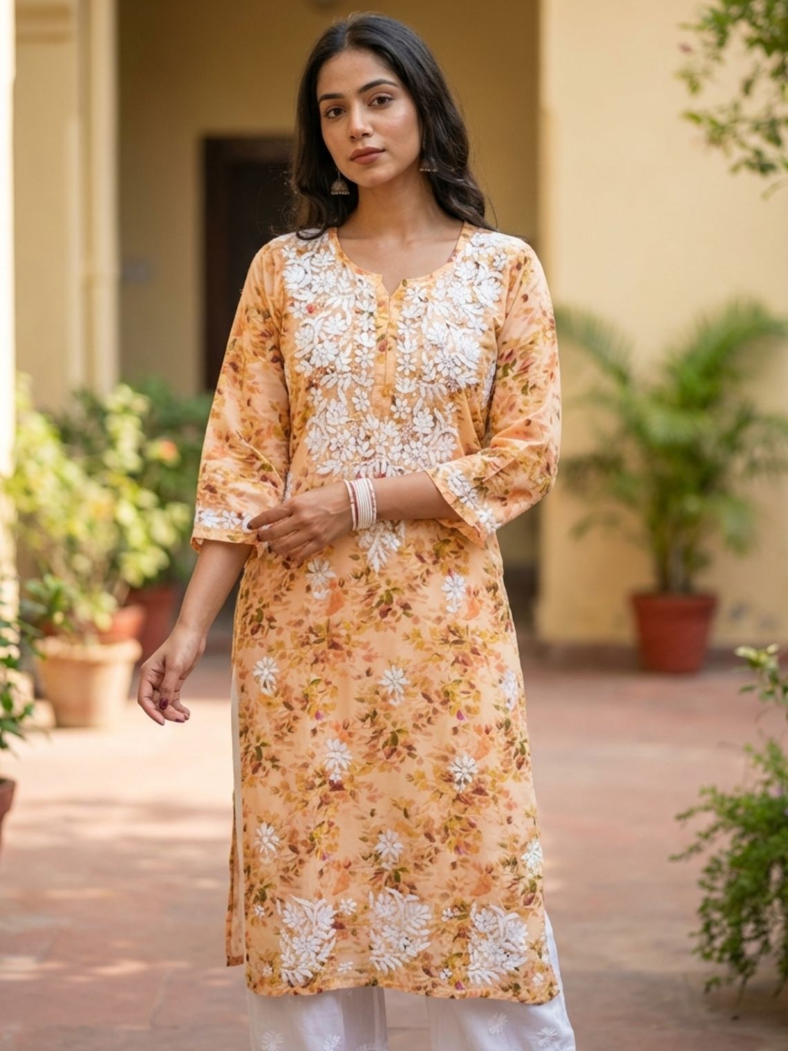 Ishani Rayon Printed Straight Chikankari Kurti - Chowkhat Lifestyle
