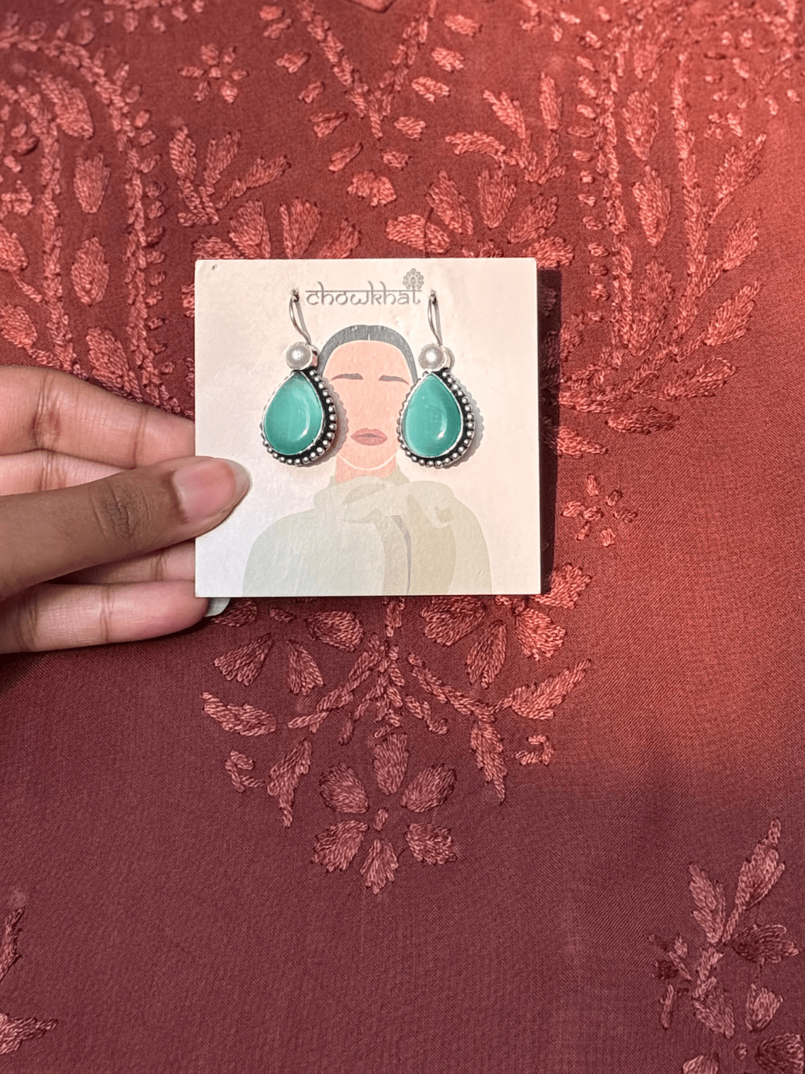 German Silver Pearl hanging Earrings - Chowkhat Lifestyle