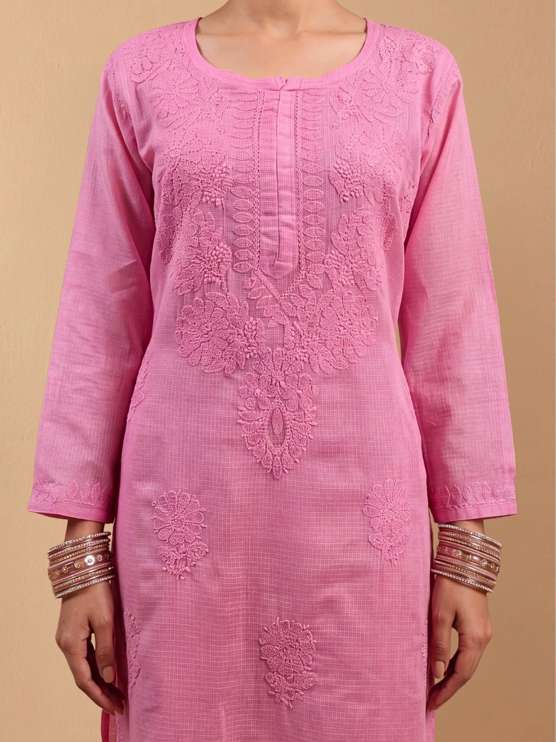 Sana Kota Doria Chikankari long Kurta with Inner - Chowkhat Lifestyle