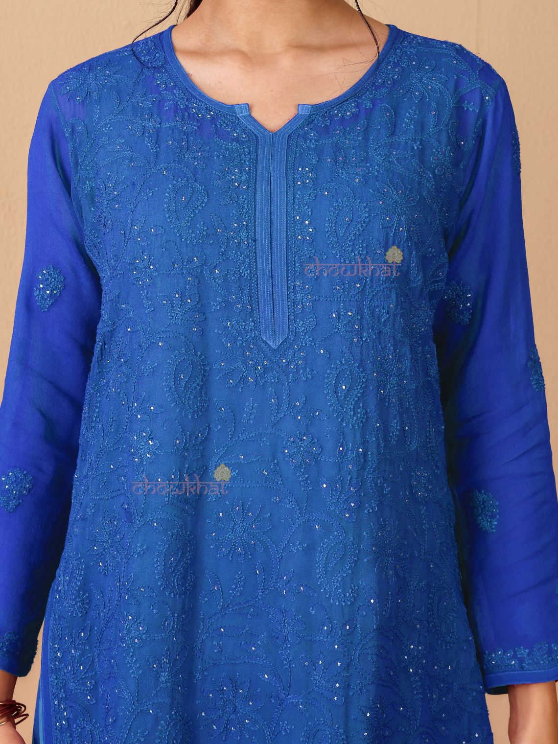 Falak Chikankari Suit Set with Mukaish Work - Chowkhat Lifestyle