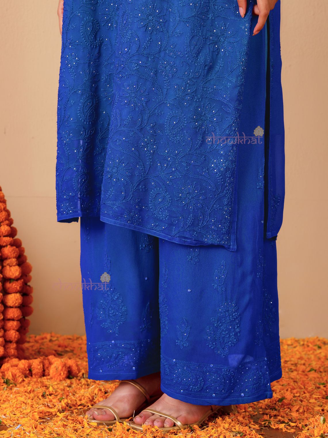 Falak Chikankari Suit Set with Mukaish Work - Chowkhat Lifestyle