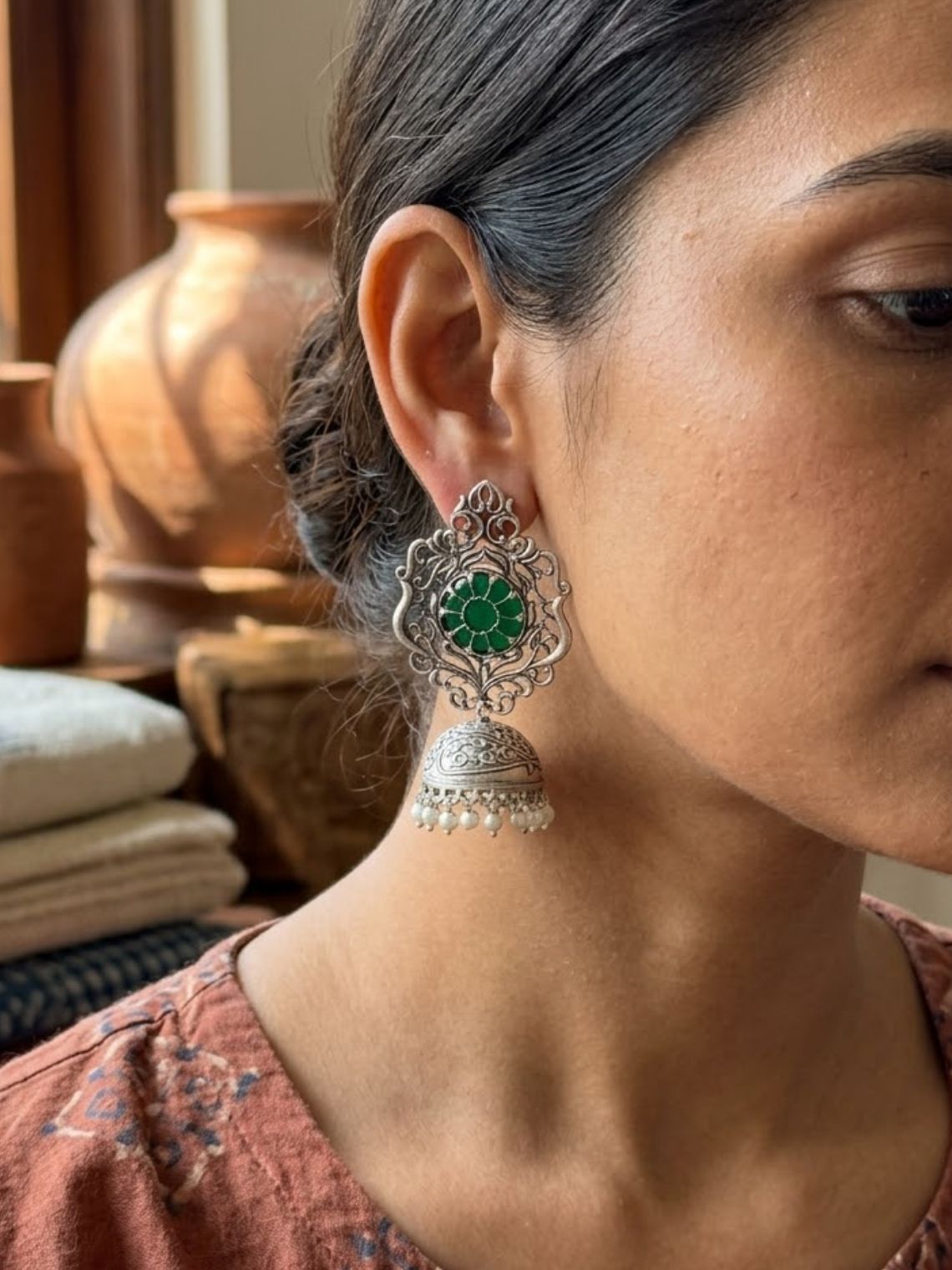 Naqsh German Silver Earrings - Chowkhat Lifestyle