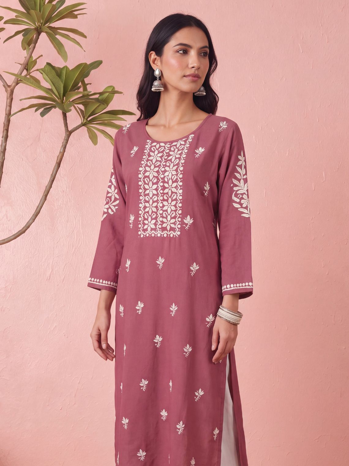 Hoor Premium Rayon A-line Chikankari Kurti - Chowkhat Lifestyle