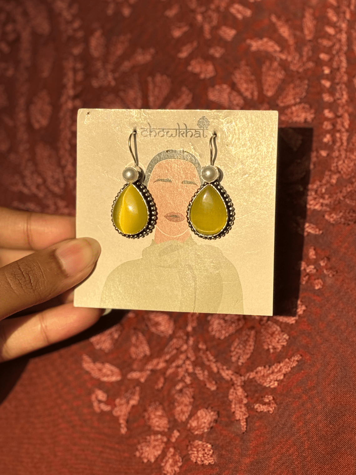German Silver Pearl hanging Earrings - Chowkhat Lifestyle
