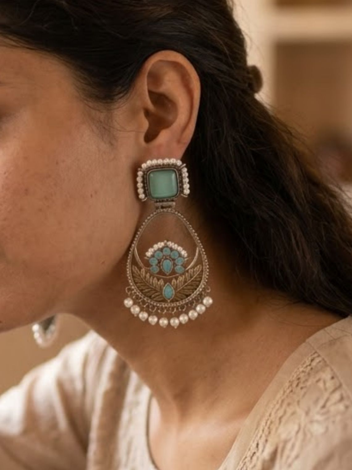 Zareen Oxidised German Silver Earrings - Chowkhat Lifestyle