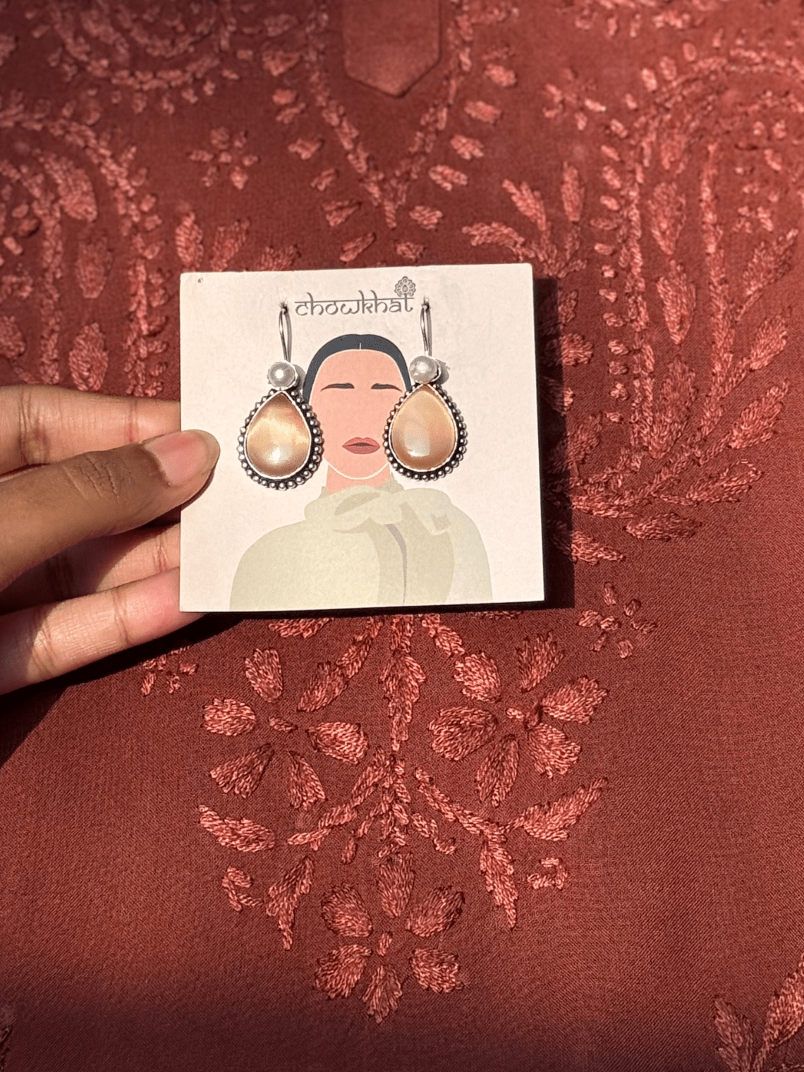 German Silver Pearl hanging Earrings - Chowkhat Lifestyle