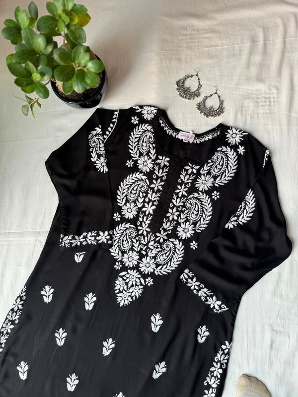 Noor - e - Ada Modal Long Chikankari Kurti - Special Size - Chowkhat Lifestyle