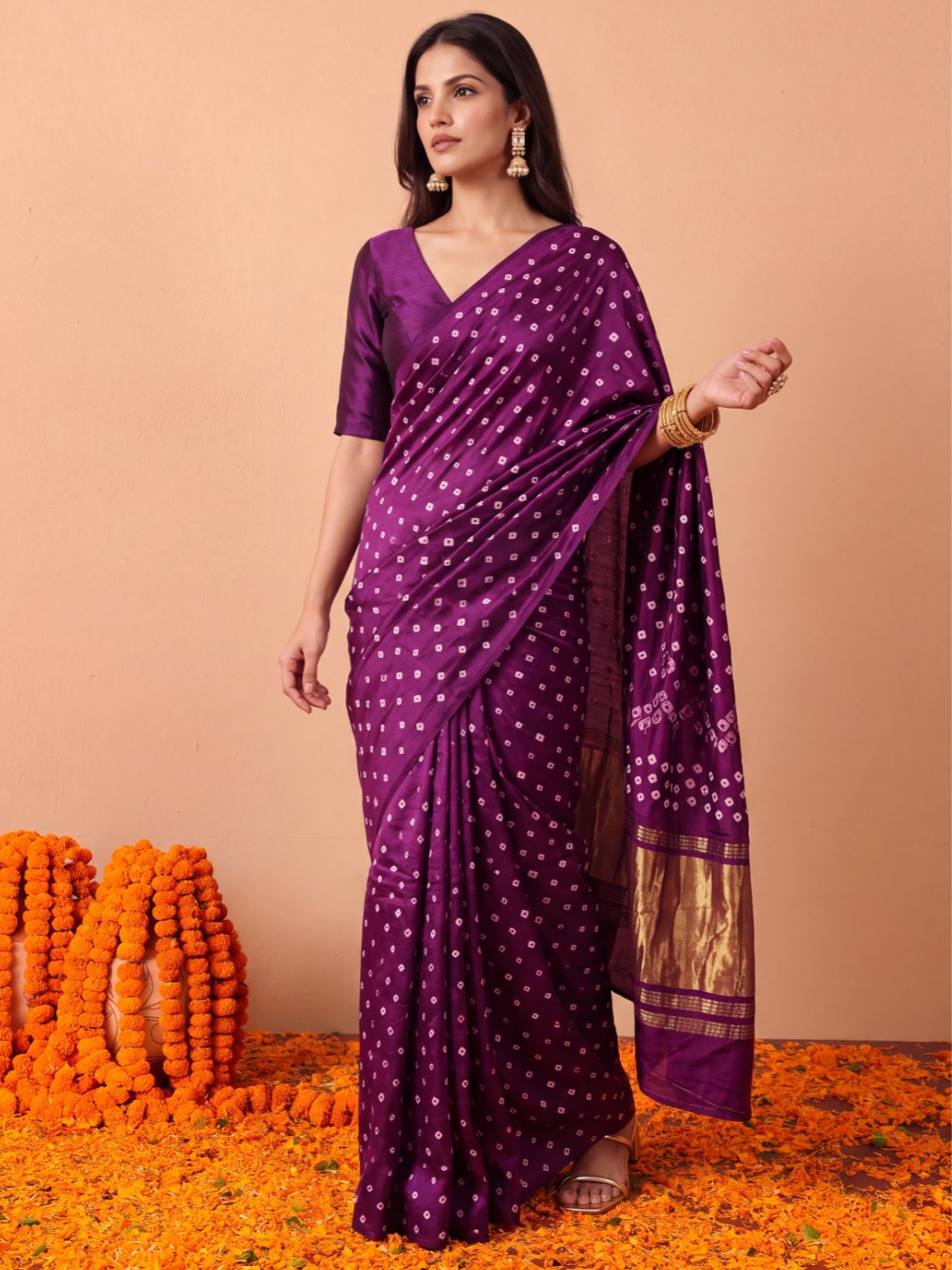 Ragini Modal Satin Bandhani Saree - Chowkhat Lifestyle